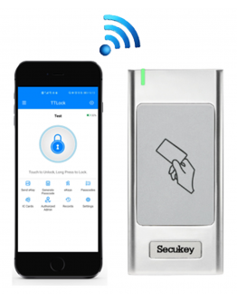 Reader em metal com APP, RF EM, Mifare e HID, 12/24 VDC | IP66 | Impermeável 