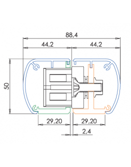 Puxador modular para portas deslizantes, com electroiman 2 electroímanes