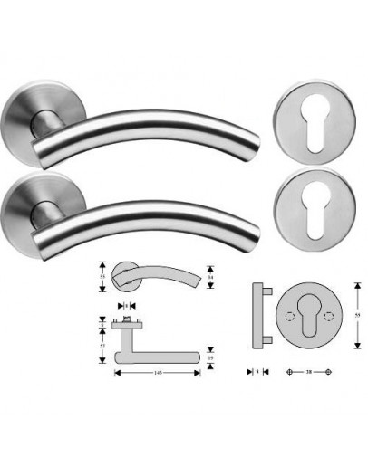 Pair of handles with plates for cylinder or inner key.
