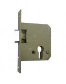 Lock, latch, matt stainless steel plate, right-handed